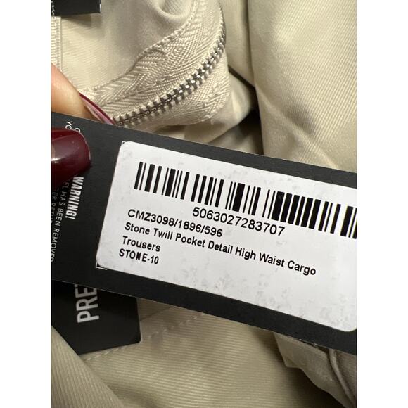 Pretty Little Things Stone Twill Dip Hem Structured Cargo Corset Pant Set Size 6 - Picture 9 of 10